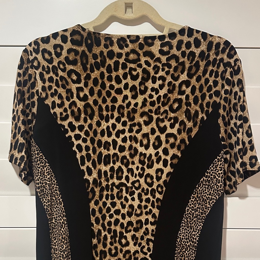 MICHAEL Michael Kors Leopard Print Midi Dress - Black and Brown - Picture 3 of 4